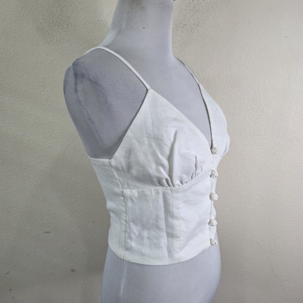 vix paula hermanny Ivory 100% Linen Corset Crop Top Shirt Size Small Minimalist - Picture 3 of 9